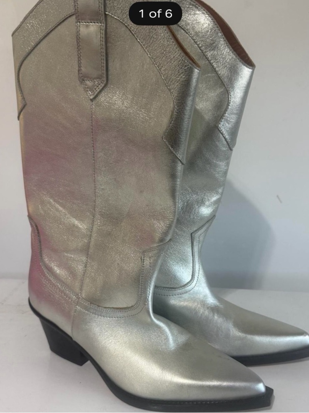 Paris Texas Metallic Silver Cowboy Boots